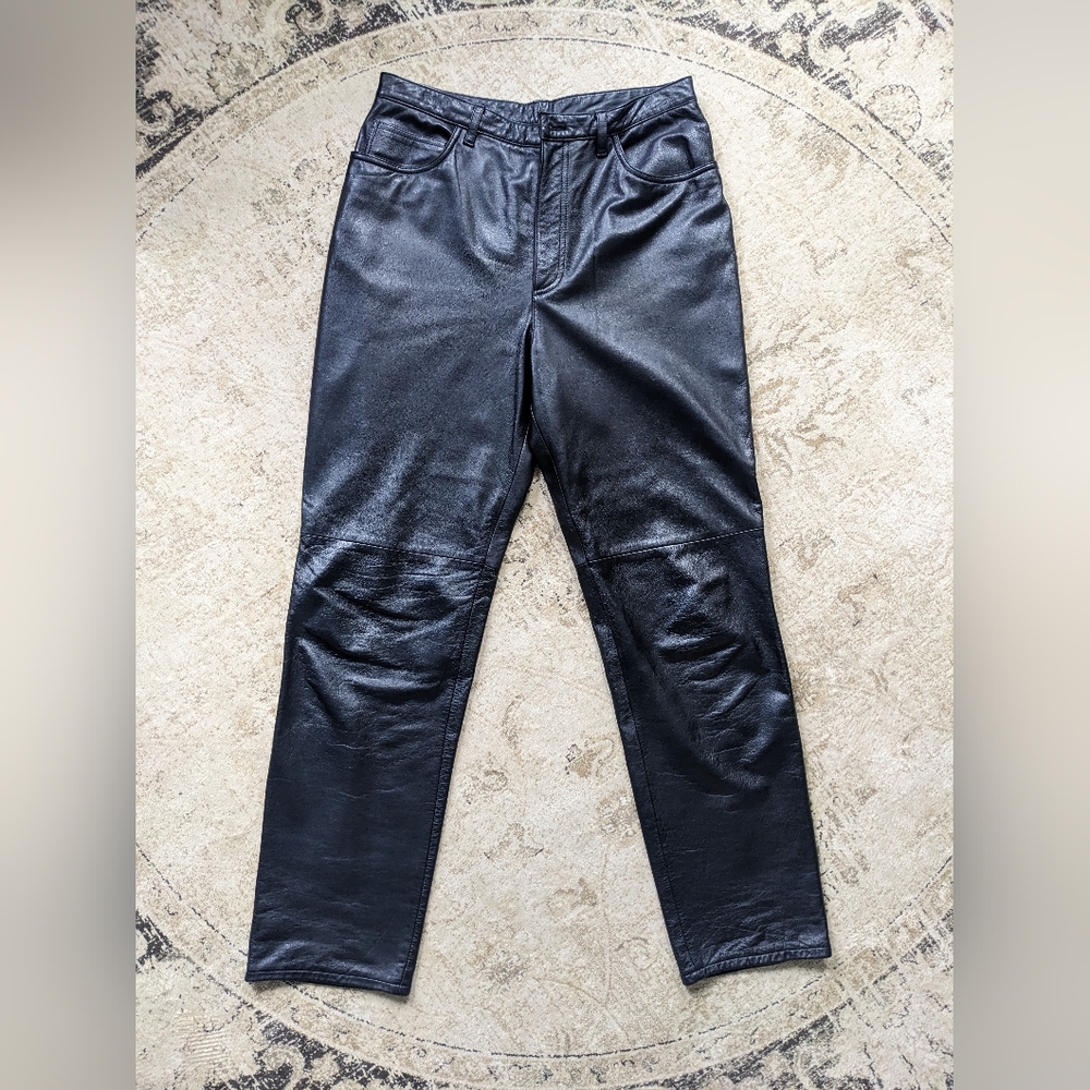 Jones New York Sport Women's Black Soft Cowhide Leather Pants Size 12